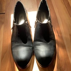 Black faux leather AE booties